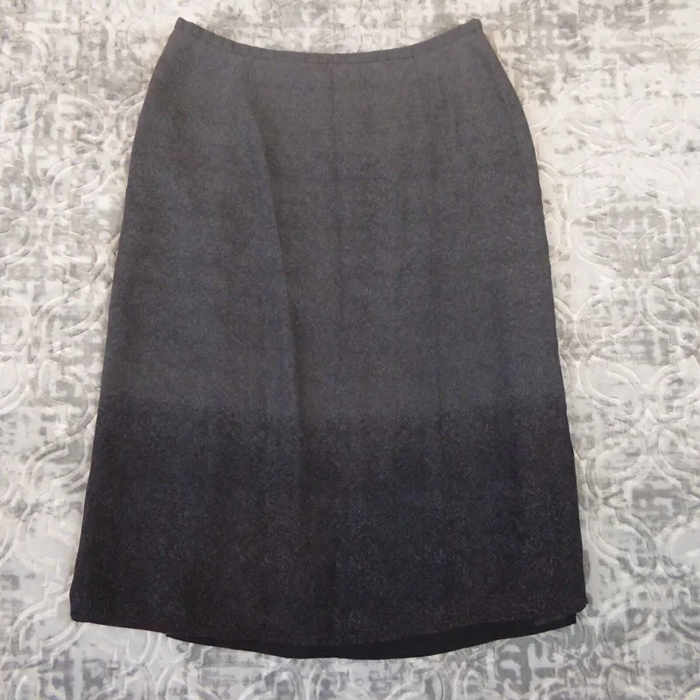 Vintage Ann Taylor Loft Skirt Women's Size 4 Gray Silk & Wool Blend Midi Skirt